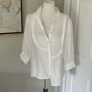 White Zara Flowy Button Blouse Top